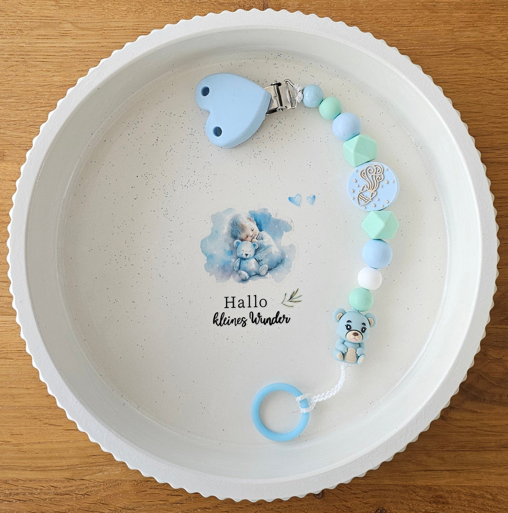 Windeltorte klein in handgegossener, personalisierter Gipsschale